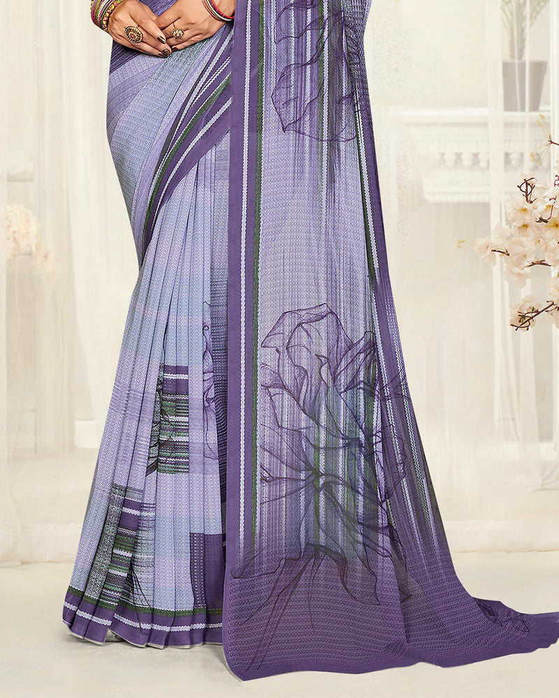 Vishal Prints Dusty Purple Digital Printed Georgette Saree