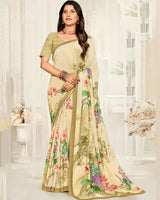 Vishal Prints Royal Cream Digital Printed Georgette Saree
