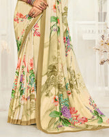Vishal Prints Royal Cream Digital Printed Georgette Saree