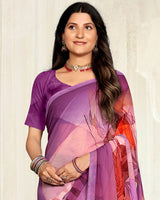 Vishal Prints Light Plum Digital Printed Georgette Saree
