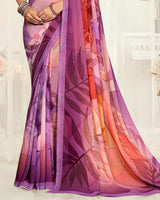 Vishal Prints Light Plum Digital Printed Georgette Saree