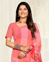 Vishal Prints Salmon Pink Digital Printed Georgette Saree