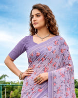 Vishal Prints Lilac Digital Print Georgette Saree