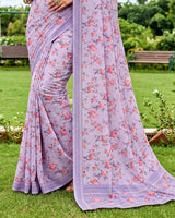 Vishal Prints Lilac Digital Print Georgette Saree