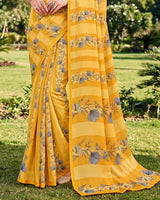 Vishal Prints Mustard Digital Print Georgette Saree