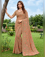Vishal Prints Dusty Brown Digital Print Georgette Saree