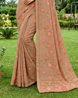 Vishal Prints Dusty Brown Digital Print Georgette Saree