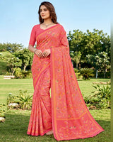 Vishal Prints Dark Peach Digital Print Georgette Saree