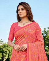 Vishal Prints Dark Peach Digital Print Georgette Saree