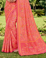 Vishal Prints Dark Peach Digital Print Georgette Saree