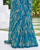 Vishal Prints Blue Printed Chiffon Saree With Fancy Border