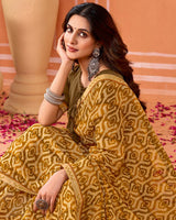 Vishal Prints Rusty Brown Printed Fancy Chiffon Saree With Fancy Border