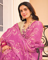 Vishal Prints Orchid Purple Printed Fancy Chiffon Saree With Fancy Border