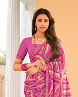 Vishal Prints Magenta Pink Printed Fancy Chiffon Saree With Fancy Border