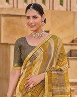 Vishal Prints Wheat Printed Chiffon Saree With Fancy Embroidery Border