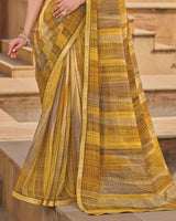 Vishal Prints Wheat Printed Chiffon Saree With Fancy Embroidery Border