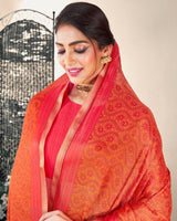 Vishal Prints Grey And Purple Brasso Saree With Zari Border
