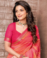 Vishal Prints Pastel Orange Printed Georgette Saree With Fancy Border