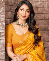 Vishal Prints Golden Yellow Printed Georgette Saree With Fancy Border