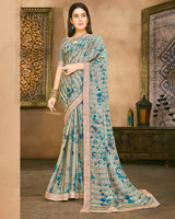 Vishal Prints Pastel Brown Fancy Chiffon Digital Print Saree With Border