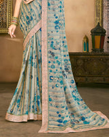 Vishal Prints Pastel Brown Fancy Chiffon Digital Print Saree With Border
