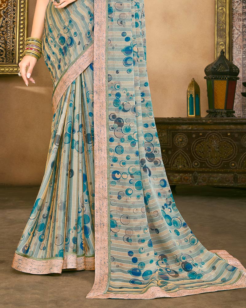 Vishal Prints Pastel Brown Fancy Chiffon Digital Print Saree With Border