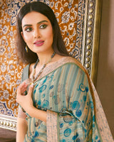 Vishal Prints Pastel Brown Fancy Chiffon Digital Print Saree With Border