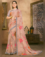 Vishal Prints Pastel Pink Fancy Chiffon Digital Print Saree With Border