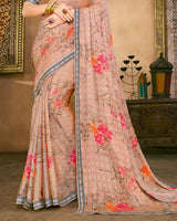 Vishal Prints Pastel Pink Fancy Chiffon Digital Print Saree With Border