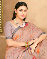Vishal Prints Pastel Pink Fancy Chiffon Digital Print Saree With Border