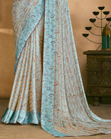Vishal Prints Pastel Blue Fancy Chiffon Digital Print Saree With Border
