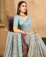 Vishal Prints Pastel Blue Fancy Chiffon Digital Print Saree With Border
