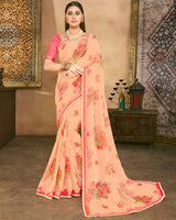 Vishal Prints Pastel Orange Fancy Chiffon Digital Print Saree With Border