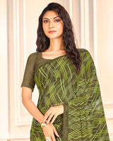 Vishal Prints Khaki Green Printed Georgette Saree