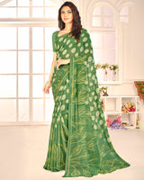 Vishal Prints Pastel Green Printed Georgette Saree