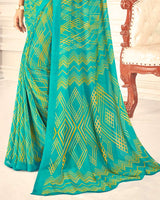 Vishal Prints Turquoise Printed Georgette Saree