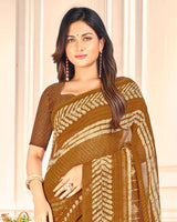 Vishal Prints Dark Sand Printed Georgette Saree