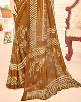 Vishal Prints Dark Sand Printed Georgette Saree