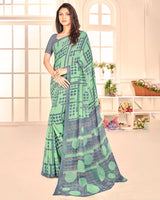 Vishal Prints Green Mist Printed Georgette Saree