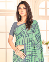 Vishal Prints Green Mist Printed Georgette Saree