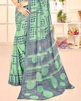 Vishal Prints Green Mist Printed Georgette Saree