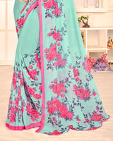 Vishal Prints Sea Mist Printed Georgette Saree