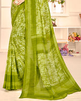 Vishal Prints Mehendi Green Printed Georgette Saree