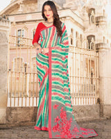 Vishal Prints Off White Printed Georgette Saree
