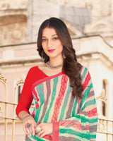 Vishal Prints Off White Printed Georgette Saree