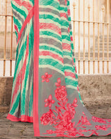 Vishal Prints Off White Printed Georgette Saree