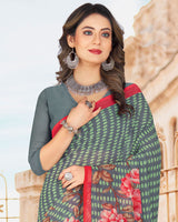 Vishal Prints Grey Printed Georgette Saree