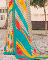 Vishal Prints Pastel Brown Printed Georgette Saree