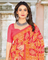 Vishal Prints Orange Printed Georgette Saree