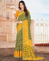 Vishal Prints Moss Green Printed Georgette Saree